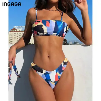 INGAGA Seksikas Bikinis Naiste Ujumistrikood Segast Supelrõivad Naiste Bandeau Biquini Silma trikoo 2021 Kolme osaline Bikiinid Komplekti