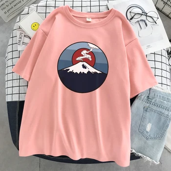 Mount Fuji aastal päikeseloojangut Naljakas, Print T-Särk Vintage Hingav Tshirt Fashion Lahti T-Särgid Pehme O-Kaeluse Naiste Riided 2021 Uus