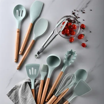 Silikoon köök utensilios de cocina tarvikud, tööriistad, köögitarvete komplekt toiduvalmistamis lusikas espatula vidin menaje puidust spaatliga kichen