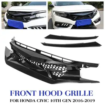 Esistange Iluvõre Grill 10. Honda Civic 2016 2017 2018 2019 ABS Must Auto Esi-Hood Racing Grillid Ees Grill, Võre Kate