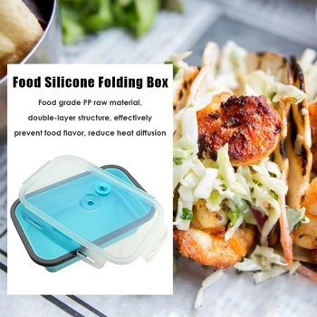 Kaasaskantav Ristkülikukujuline Silikoon Kokkupandav Lunch Box Kokkuklapitavad Toitu Hoida Värske Ladustamine Konteinerisse Eco-Sõbralik Lunchbox