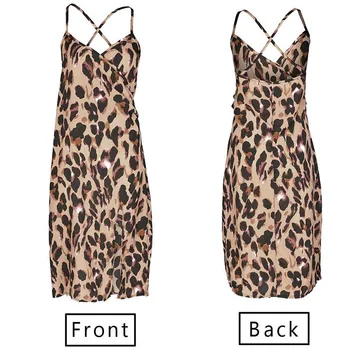 Sidemega Spagetid Rihm Kleit Leopard Beach Kleit Naiste SexySleeveless Aafrika Dashiki Naiste Kleit, Vintage