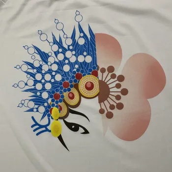 Klassikalise Pekingi Ooper Print Valge Tshirt Hiina Pekingi Ooperi naiste T-särk Hiina Stiilis Mood Vabaaja Tees Tops Camisetas