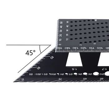 45/90 kraadi multifunktsionaalne puidutöötlemine Must Alumiinium Scriber Sobitada Märgis Mall Vertikaalne Nurk, Kalibreerimine Puidutöötlemine