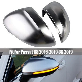 Matt Hõbedane Auto Rearview Mirror Katab Pool Välispeeglid Mütsid V-W Passat B8 2016-2019