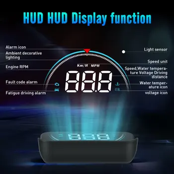 HUD OBD2 Head Up Display Automaatne Elektrooniline Alarm Auto Spidomeeter Projektor Esiklaas lubatud kiiruse ületamise Hoiatus Süsteemi Smart Vidinaid