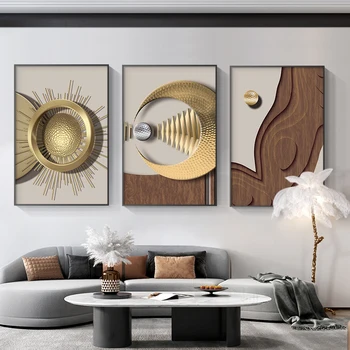 Kaasaegne ja Abstraktne Kuldne Geomeetriline Plakatid ja Pildid Luksus Seina Art-Pildid Lõuendile Maalimine elutuba, Magamistuba Home Decor