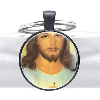 Jeesus Kristus Disain Klaasist Kivi Ümber On Metallist Ripats Võtmehoidja Võlu Mehed Naised Võtmehoidja Ehted Kingitused Võtmehoidjad