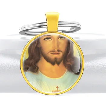 Jeesus Kristus Disain Klaasist Kivi Ümber On Metallist Ripats Võtmehoidja Võlu Mehed Naised Võtmehoidja Ehted Kingitused Võtmehoidjad
