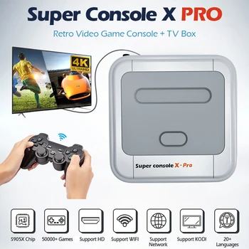 Super Konsooli X Pro TV Video Game Console Ehitada 50000+ Mängud Toetus WiFi KODI Plug and Play Retro Konsool PSP/PS1/N64/DC