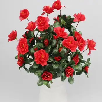 Leibkonna Väljas Kunstlik Punane Asalea Lilled, Põõsad Võltsitud Kvaliteedi Väikesed, Vastupidavad Kõrge Kodus Lilled Decor UV-Kaunistused M0A9