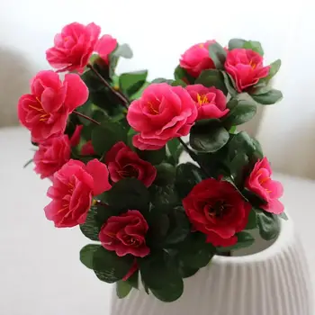 Leibkonna Väljas Kunstlik Punane Asalea Lilled, Põõsad Võltsitud Kvaliteedi Väikesed, Vastupidavad Kõrge Kodus Lilled Decor UV-Kaunistused M0A9