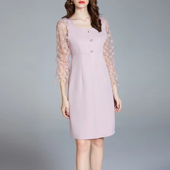 Suvel Sügisel 2021 Uus Disain Naiste Kleidid Õõnes Välja Elegantne Riietus Vintage Seksikas Kleit Naiste Mood