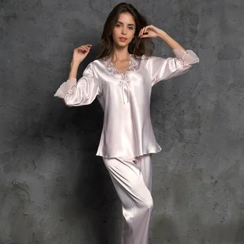 Naiste Silk Satin Pidžaama Pidžaamad Set Sleepwear Pidžaama Sobiks Naine Sleepwear Kahe-osaline Komplekt, Siserõivad Pijama Aluspesu Nightie