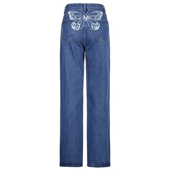 Rockmore Y2K Hip Liblikas Printida Kõrge Vöökoht Naiste Teksad 90s Streetwear Kottis Püksid Pikad Püksid Harajuku Vabaaja Denim