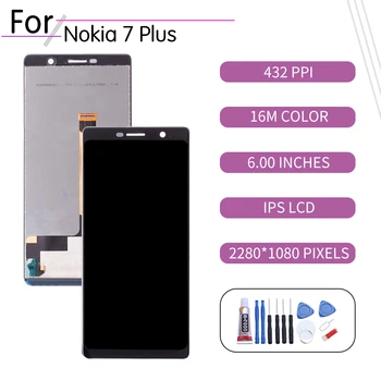 Originaal Nokia 7 LCD Plus Puutetundlik Ekraan, Digitizer Assamblee Nokia 7 Plus LCD Ekraan Asendamine TA-1046 TA-1055 TA-1062