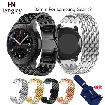 20 22mm Quick Release Full Steel Watchband Samsung Käik S2 /S3 Galaxy Watch 42 46 mm Wristbands Topelt Vajutage Nuppu Liblikas