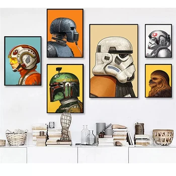 Star Wars Filmi Lõuendile Maali Must Warrior Valge Sõdur Plakatid ja Pildid Põhjamaade Seina Art Pilt Elutoamööbel Home Decor
