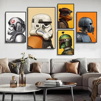 Star Wars Filmi Lõuendile Maali Must Warrior Valge Sõdur Plakatid ja Pildid Põhjamaade Seina Art Pilt Elutoamööbel Home Decor