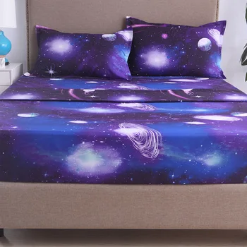 3D galaxy voodi sheet set kuningas kuninganna täieliku twin suurus paigaldatud/korter leht voodipesu komplekt