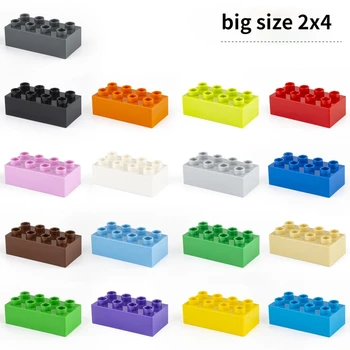 Põhilised Telliskivi 2x4 10tk/palju DIY Klassikaline Haridus-ehitusplokid Ühilduvad Lego Suured Tellised plastikust Mänguasjad Lastele
