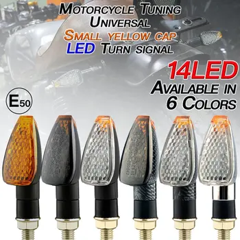 12V Mootorratta LED-suunatuled Valgustid Koos E50 Mark 14LED Blinkers Amber light Pinnatud Hõbe Shell Mootorratta Märgutuli