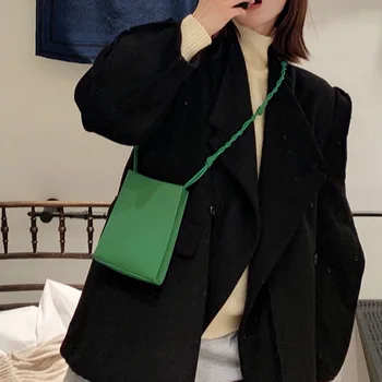 Tüdruk Kott Mona Väikese Ruudu Õla Kott Nahast Vöö Kudumine Crossbody Kotid Moe Valmis Telefoni Kott Vintage Messenger Pack