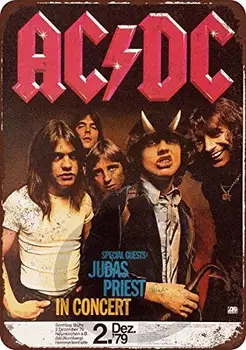 Vintage Tina Märk 1979 AC/DC ja Juudas Preester Saksamaal Reprodutseerimine Uudne Alumiinium Metallist Tina Märk Seina Decor 12x8 Tolli