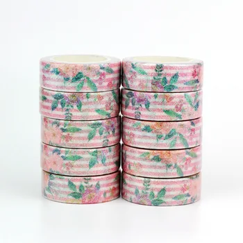 10tk/palju Dekoratiivne Roosa Lilled, Glitter Washi Lindid Paber DIY Scrapbooking Kleebised Jaapani maalriteip Kirjatarvete Hulgimüük