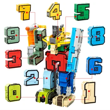 15 Tk/komplekt Kokkupanek Haridus-Plokid Tegevuse Näitaja Number Ümberkujundamise Robot Deformatsioon Lennuk, Auto, Mänguasjad, Laste