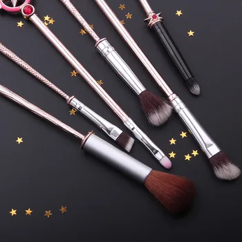 6 Tk Metallist Makeup Brush Set Tüdruk Süda Originaalne Disain Põsepuna, Lauvärv Meik Harja Anime Perifeerne Kingitus