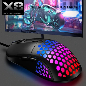 Loominguline X8 RGB 6 Võtmed Traadiga Õõnes Hiire Auk, Hiired Neli Käiku DPI Gaming Hiir, Ergonoomiline Disain, Sobib Sülearvuti, Lauaarvuti