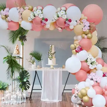 Macaron Roosa Õhupalli Vanik Arch Komplekt Sünnipäevaks Pool Decor Lapsed Baby Shower Lateks Ballon Kett Pulmapidu Tarvikud