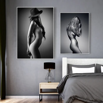 Põhjamaade Abstraktse Alasti Naine Plakatid Seksikas Keha Lõuend Maalid Prindib Cuadros Must Valge Seina Art Pilte elutuba Decor