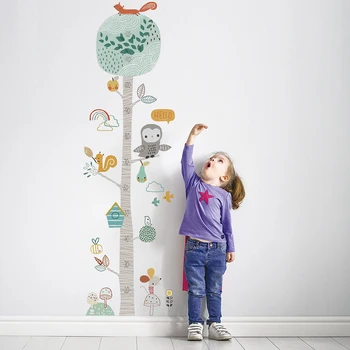 Home Decor Kleebised Lapsed Kasvu Graafik Kõrguse Mõõtmine Joonlaua Cartoon Mustrid Pvc Wall Decor For Kids Tuba