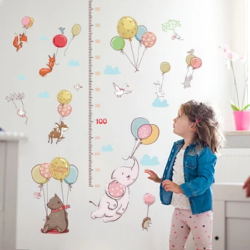Home Decor Kleebised Lapsed Kasvu Graafik Kõrguse Mõõtmine Joonlaua Cartoon Mustrid Pvc Wall Decor For Kids Tuba