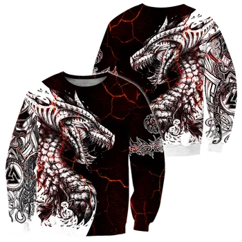 Must & Valge Tattoo Dragon 3D Trükitud Mehed Naised Hupparit Dressipluus Unisex Streetwear Tõmblukk-Suurpärase Vabaaja Jope Spordidressid