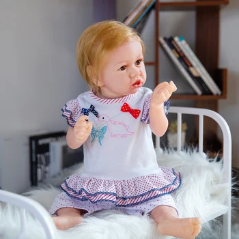 58CM Realistlik Vastsündinud Beebi Nukud Tüdruk Sinine Pruunid Silmad 23Inch Tõetruu Uuestisündinud Baby Doll Väga Pehme Täielikult Silikoonist, Keha Mänguasjad