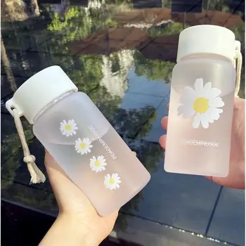 500ml Väike Daisy Läbipaistev Plastist Vee Pudelid BPA Vaba Loominguline Jäätunud Vee Pudel Kaasaskantav Trossi Travel Tee Tassi