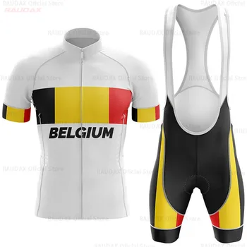 Belgia 2021 Suvel Jalgrattaga Jersey Set Hingav Road BIke Jalgrattasõit Riided Lipu Maillot Ropa Ciclismo Hombre Bike Skinsuit Mehed