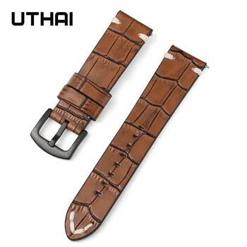 UTHAI Z45 Ehtne nahk Watchbands Retro Kõrge kvaliteediga Vaadata rihm Käevõru, Vöö 20 mm 22 mm Terasest Lukk Randme Bänd +tool