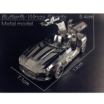 DIY 3D-Metallist Mudel-Komplekt Liblika Tiiva sportauto Assamblee Mudel Laseriga Lõigatud Mudel Puzzle Täiskasvanute Mänguasjad Kodus Laua Jõulud Decortion