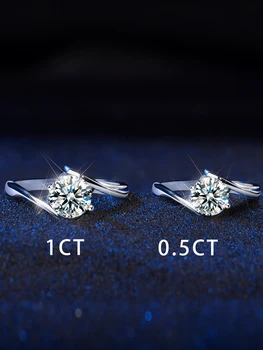2021 Klassikaline 1CT 0.5 CT naiste 925 sterling Hõbe Moissanite Ring Diamond Ehted naistele,Angel kiss Stiil