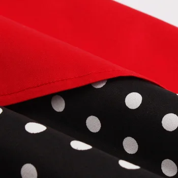 Tonval Sõlm Ees Seksikas V-Kaelus Päitsed Pool Naised Vintage 50s Pinup Kleit Must ja Punane, Kahe Tooni Backless Puuvillased Kleidid