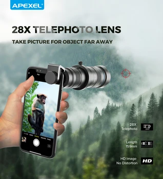 APEXEL 28X Teleskoobi Objektiivi Telefoni Kaamera Objektiivi + SelfieTripod Telefoto Zoom HD Monocular Remote Shutter Kõik Nutitelefonid