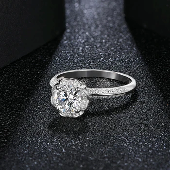 ATTAGEMS 925 Sterling Hõbe Moissanite Ring 1ct D Värv Moissanite Vintage Teemant kihlasormus Naiste Korea