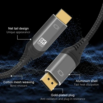 DisplayPort 1.4 HDMI-ühilduva 2.1 Kaabel 8K@30Hz 4K@120Hz 2K@165Hz/144Hz DP to HDMI Kaabel PC HP DELL GPU AMD, NVIDIA