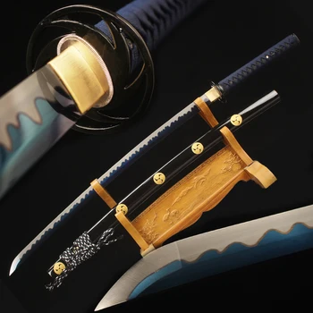 Jaapani Katana 1060 Kõrge Süsinikusisaldusega Terasest Lõiketera, Habemenuga Terav Päris Mõõgad Käsitöö Full Tang Sinine Samurai Demon Slayer