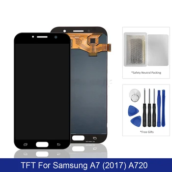 Samsung Galaxy A7 2017 LCD Ekraan Puutetundlik Digitizer Assamblee TFT Kohta SM A720F 7 2017 720F Sm-A720F Test