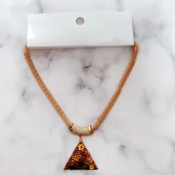 Fashionable and luxurious color triangle geometry pendant temperament exaggerates female necklace